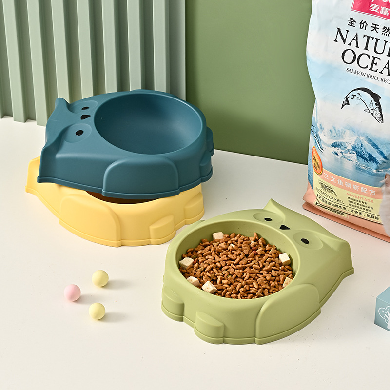 Large-capacity anti-slip and anti-knock pet bowls, cat bowls with owl elements, dog rice bowls, dog food utensils, wholesale pet bowls details Picture