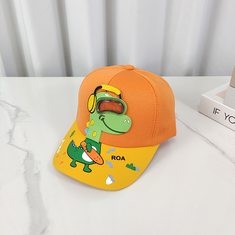 Children's Baseball Cap Boy's Cap Children's Visor Cartoon Earphones Dinosaur Print Color Matching Baseball Cap Spring Outing Children's Sun Protection Hat Children's Hat Application Scenario