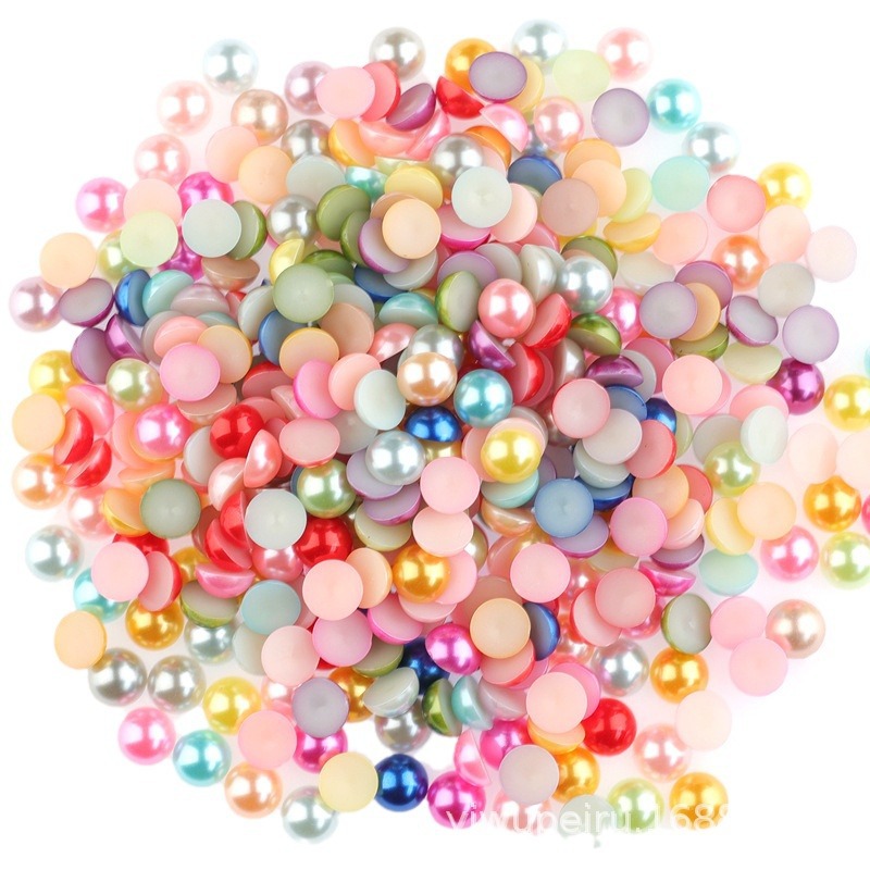 Semi-circular pearl flat bottom half-sided abs imitation pearl nail art, pearl shoes, clothing accessories diy cream glue phone case material Item Picture