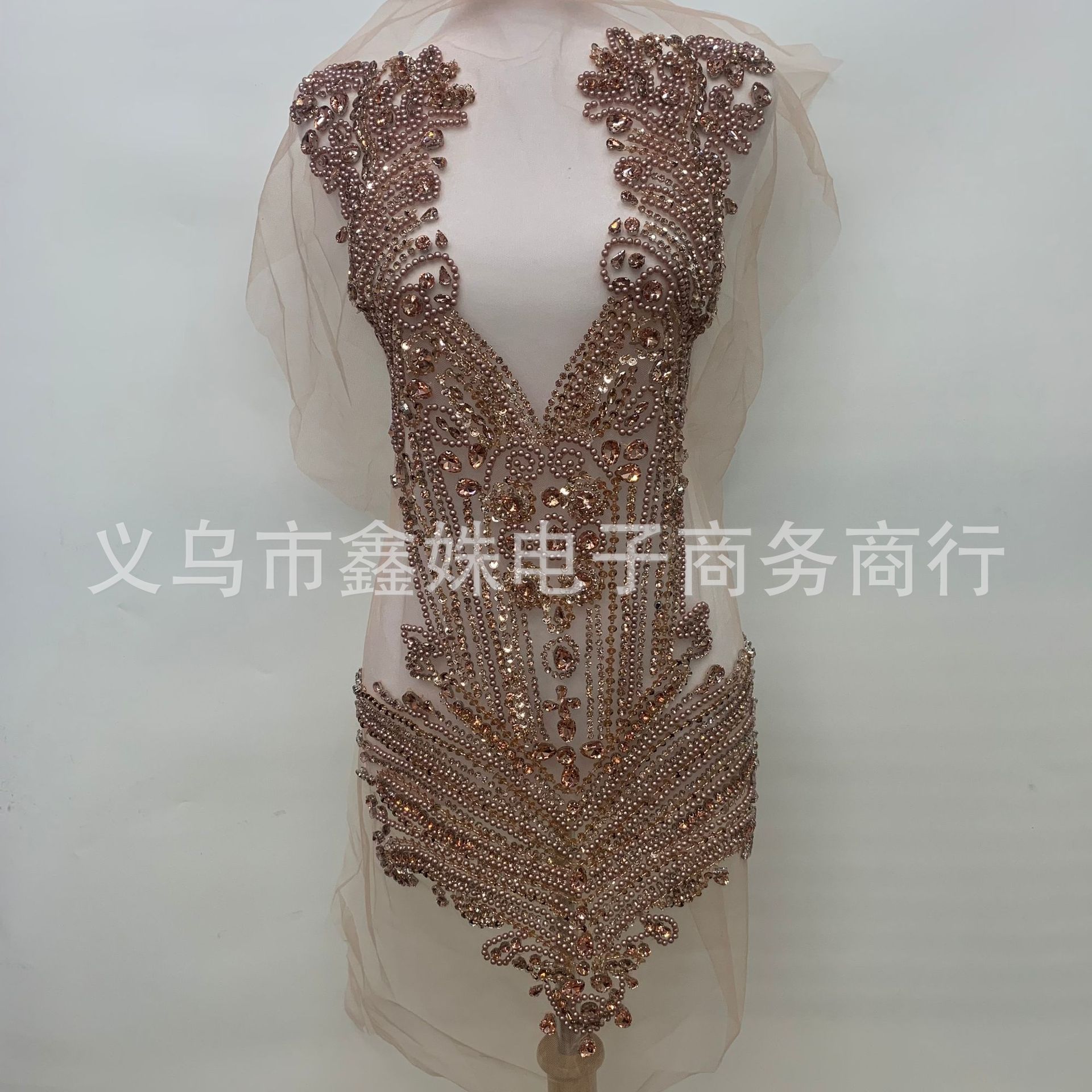 长款婚纱礼服装饰网纱贴花 手工钩针全身款