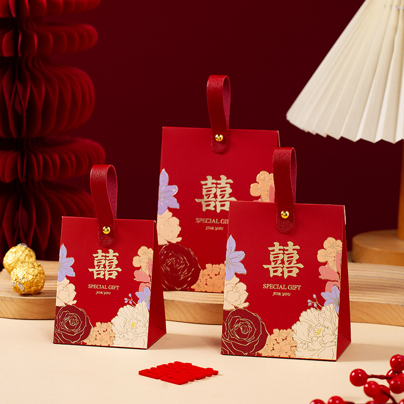 New high-end hand-held wedding gift packaging, wedding candy box, ins style, high-end feel Specification image