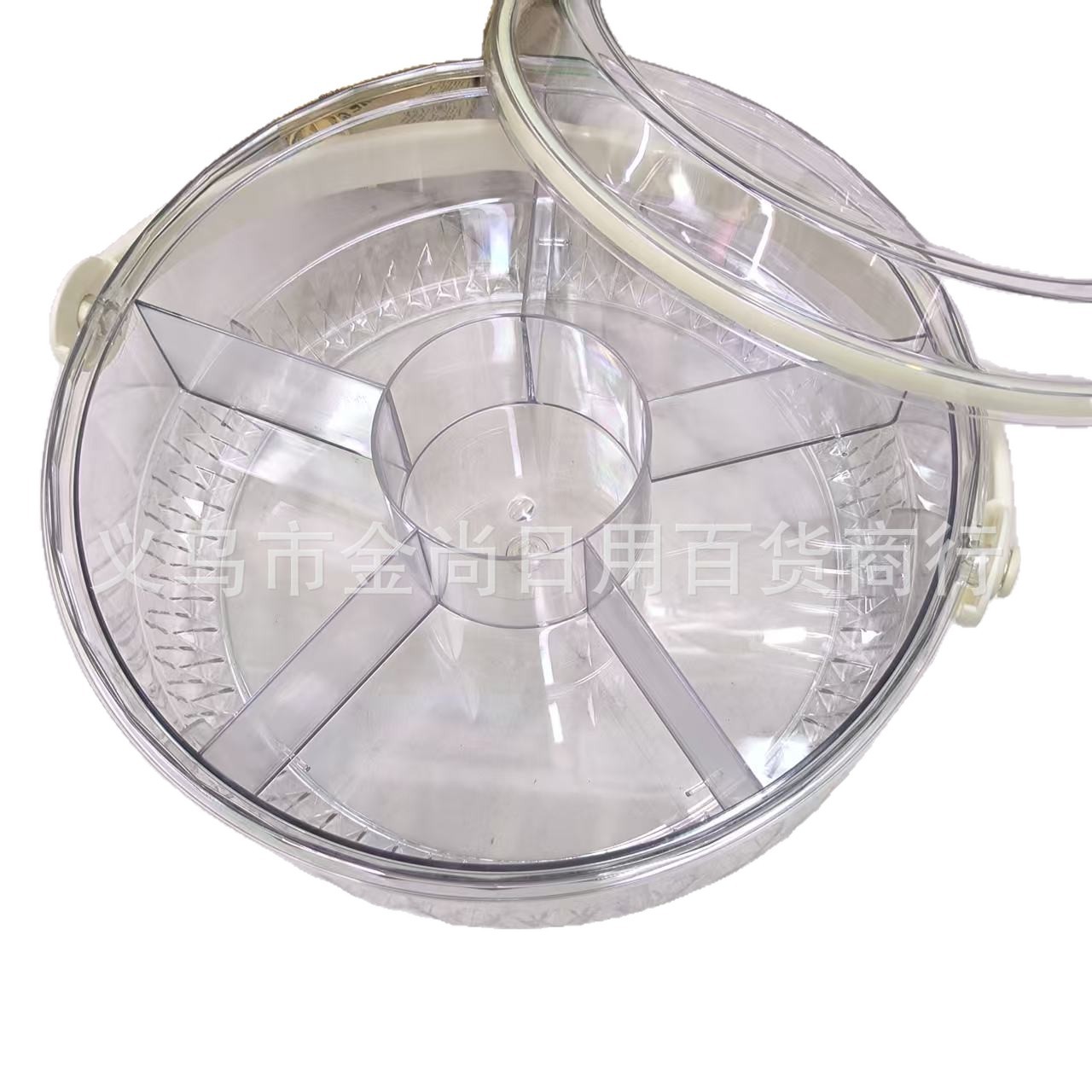 Food-grade portable food storage box, camping outdoor round PET double-layer transparent snack fruit ice bucket food storage box Item Picture
