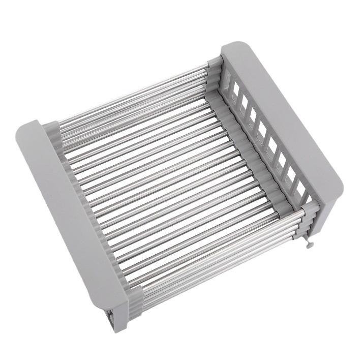 Cross-border stainless steel telescopic draining rack, kitchen multi-functional sink storage rack, vegetable and fruit draining basket consignment Item Picture