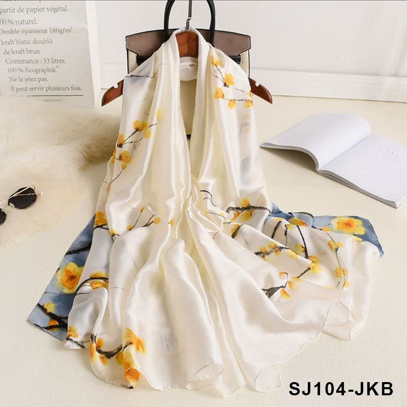 Fashionable silk scarf for women, new chiffon imitation silk, versatile shawl, thin sun protection, neck protection, stylish scarf Specification image