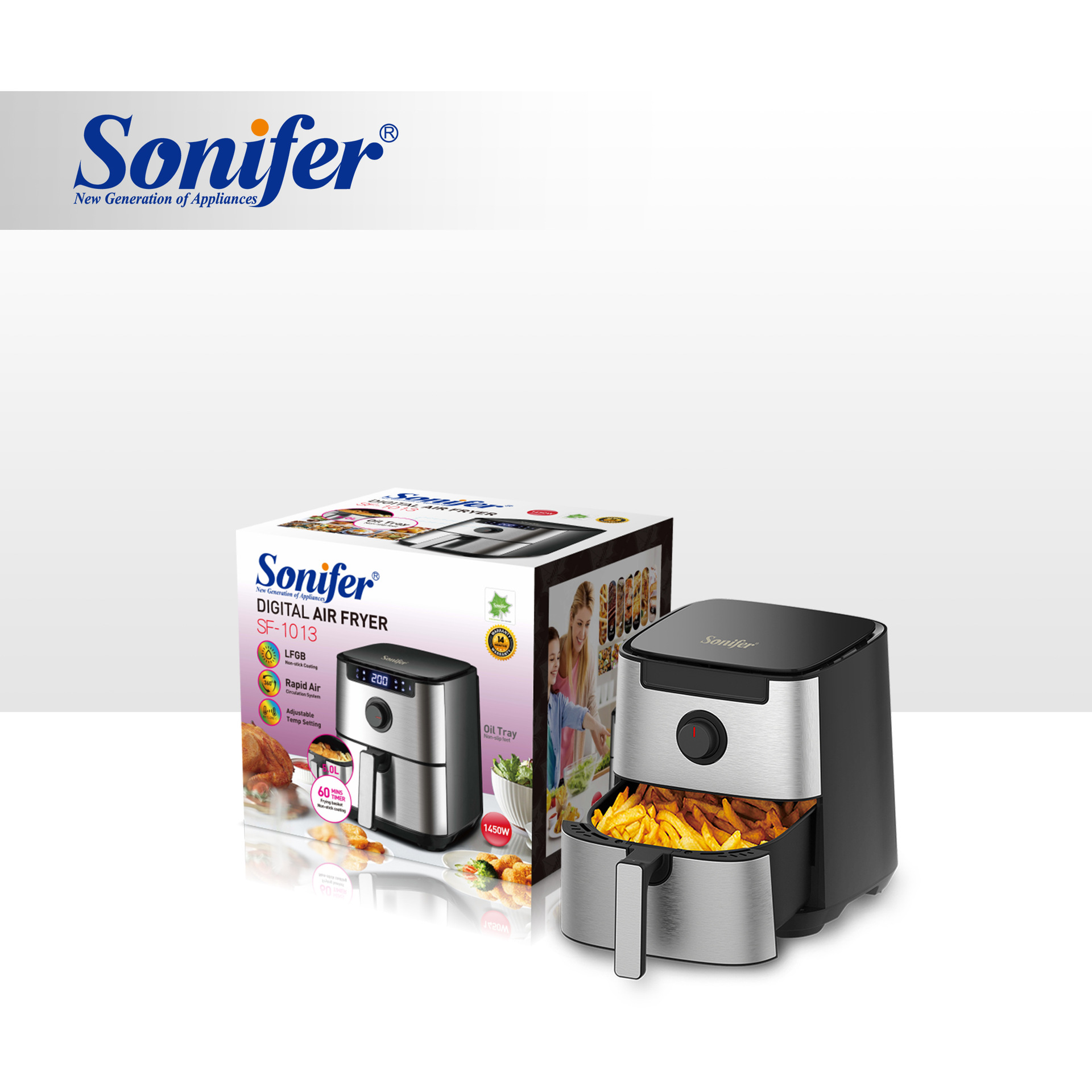 Sonifer 家用触屏5.0L空气炸锅不粘锅烤箱 SF-1013