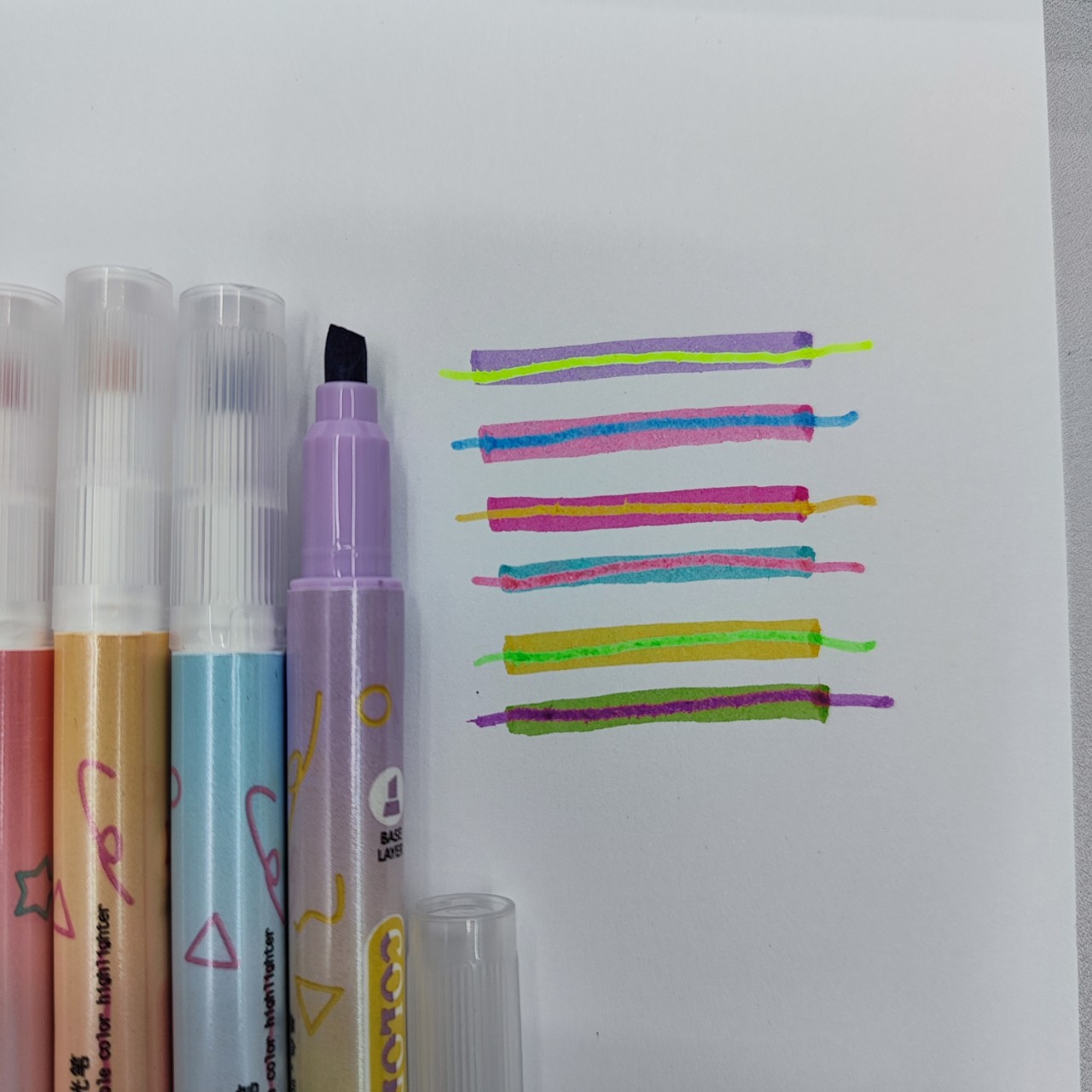 Fomax Double Head Fm-6020 Wind Background Color Overlapping Oblique Head With Round Head 12 Color Gradient Pen Highlighter details Picture