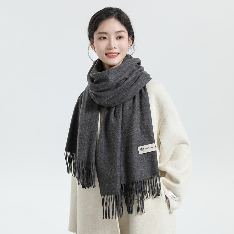 Woolen Scarf Female Autumn Winter Thickened Red Cashmere Scarf Solid Color All-In-One Shawl Red Scarf Wholesale Specification drawing