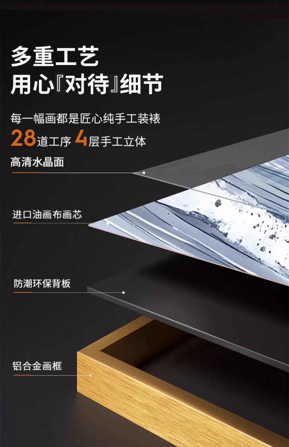 2025新款轻奢客厅装饰画高档电子钟数显沙发背景墙大白墙壁画挂画详情13