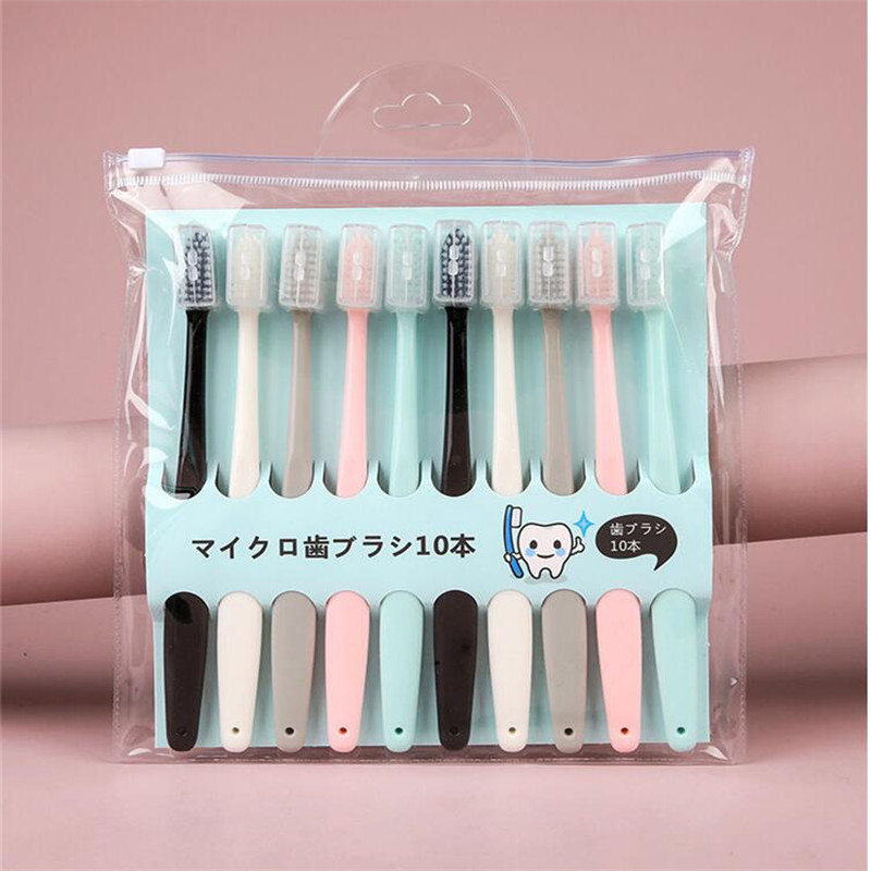 Douyin's best-selling Korean macaron toothbrush ice cream bag 10-piece adult soft-bristled toothbrush set for travel