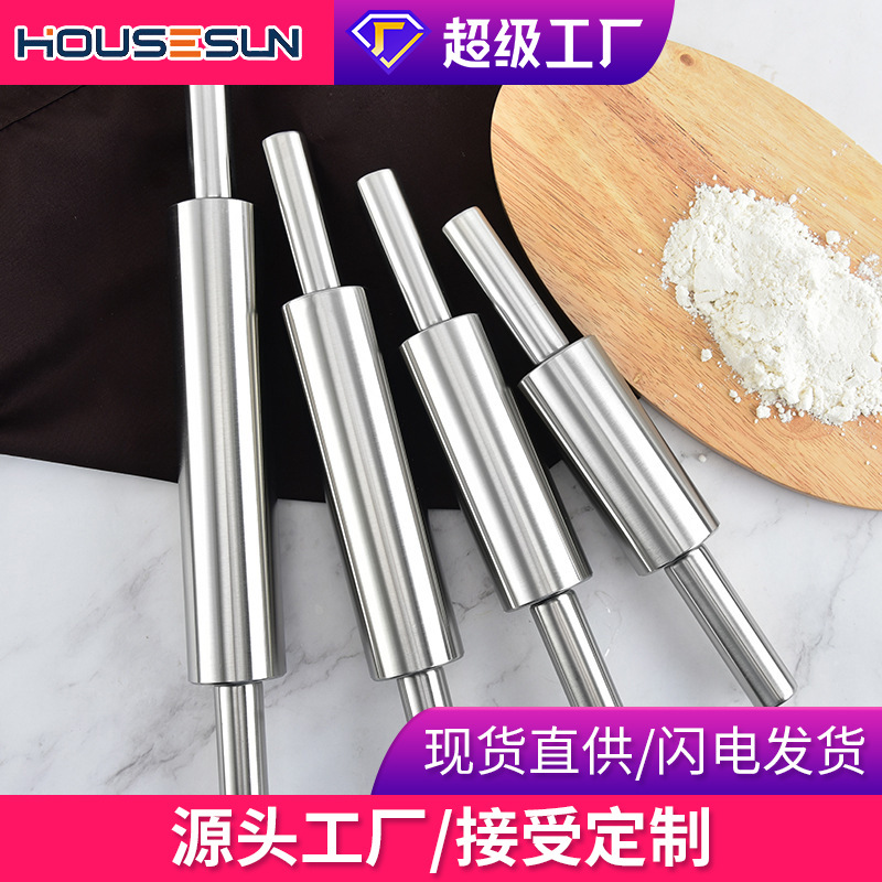 厂家批发烘焙厨房工具家用不锈钢面粉棍擀面杖面粉棍压面擀面杖