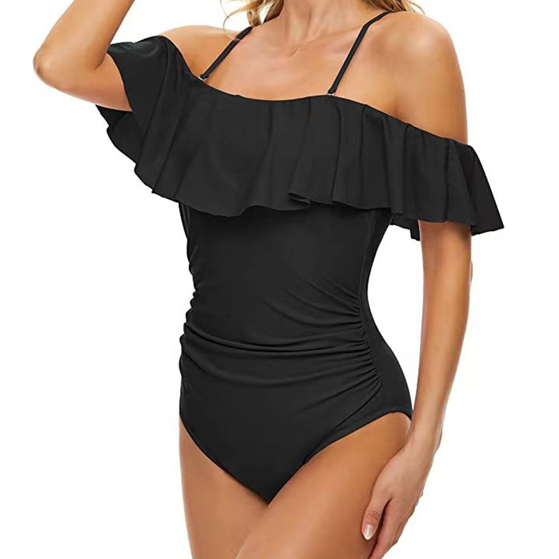 Europe And The United States Cross-Border Backless Solid Color One-Piece Swimsuit Swimsuit Shoulder Foreign Trade Ladies Hot Spring Bikini Sexy Beach Application Scenario