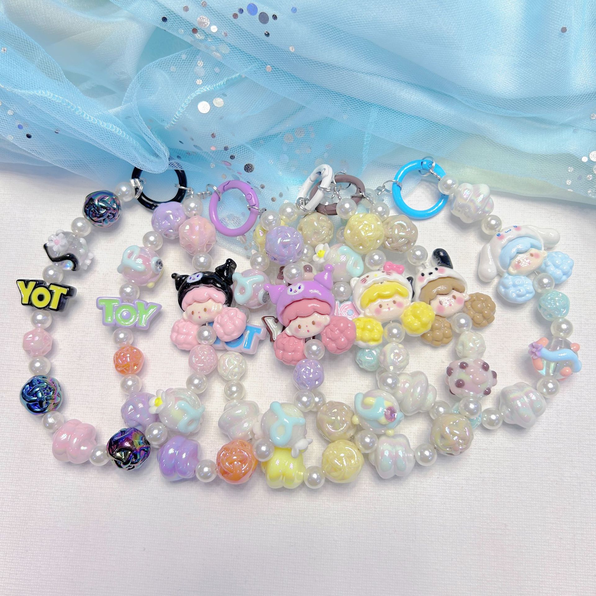 Cartoon Doll Hand-Painted Beaded Cool Lomi Diy Beaded Mobile Phone Chain Mobile Phone Case Accessories Mobile Phone Rope Hanging Adornit Cute