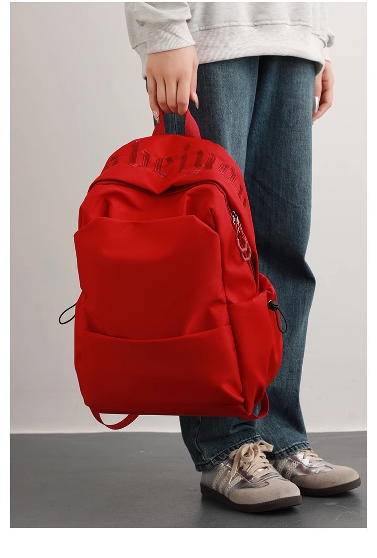 New Korean-style short-distance travel backpack with large capacity, simple embroidery and solid color, versatile and casual backpack pic 3