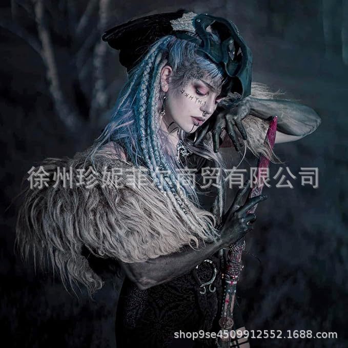 Viking Queen Faux Fur Collar Shawl Warrior Cape Women's Scarf Party Halloween Costume Cross-Border New Application Scenario
