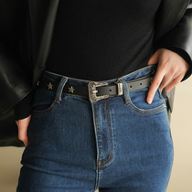 Star trend fashion leather small belt women's retro senior sense all match decorative jeans y2k belt