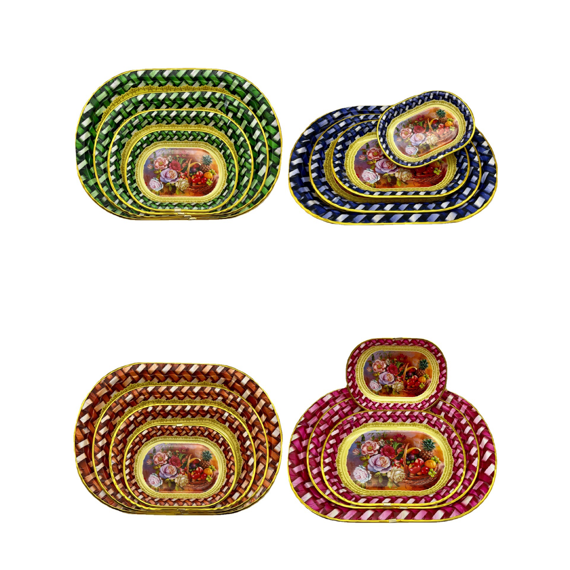 New Christmas Fruit Tray Package Phnom Penh Moon Festival Fruit Tray Oblong Coffee Fruit Flower Paper Tray Rs-4942 Item Picture
