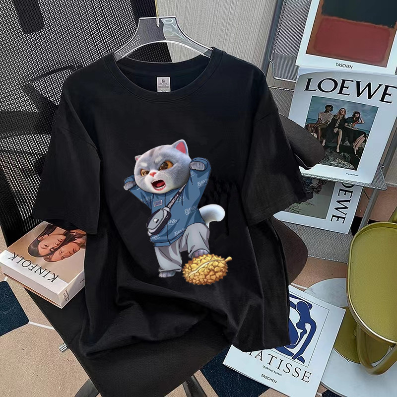 Pure cotton T-shirt 2023 trendy sporty new men's loose, large-sized, round-neck printed base layer Application Scenario