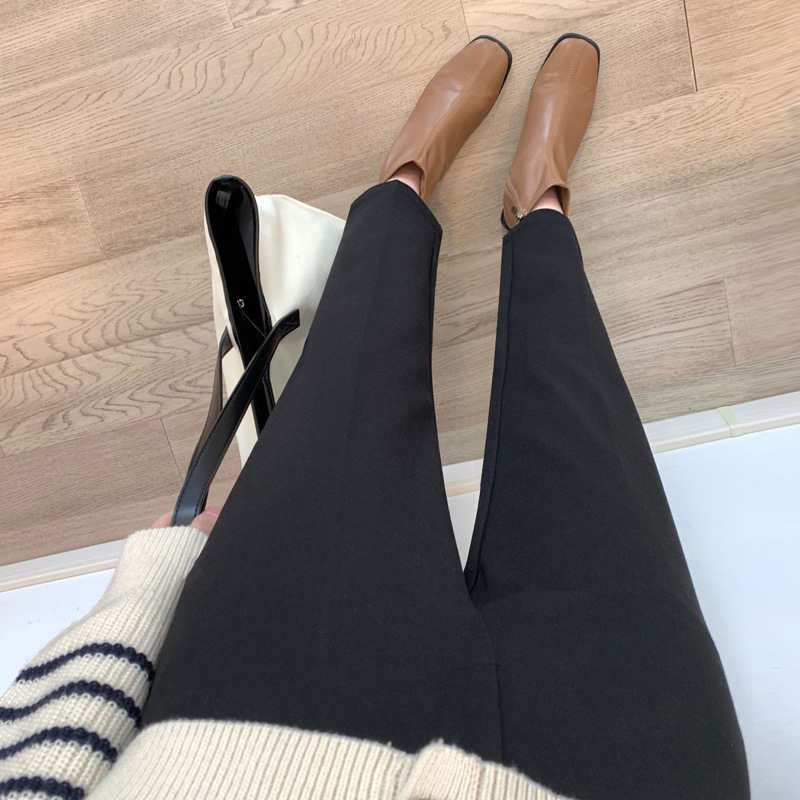 Versatile suit pants for women 2022 Autumn/Winter new style, elastic petite Haren straight leg slimming 9-inch cigarette tube casual pants details Picture