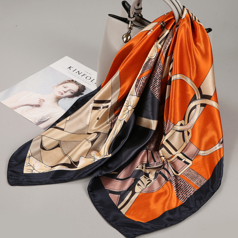 90X90 Big Square Scarf Women's New Explosive 2024 Silk Scarf Spring And Autumn High Fashion Mother Small Square Scarf Scarf