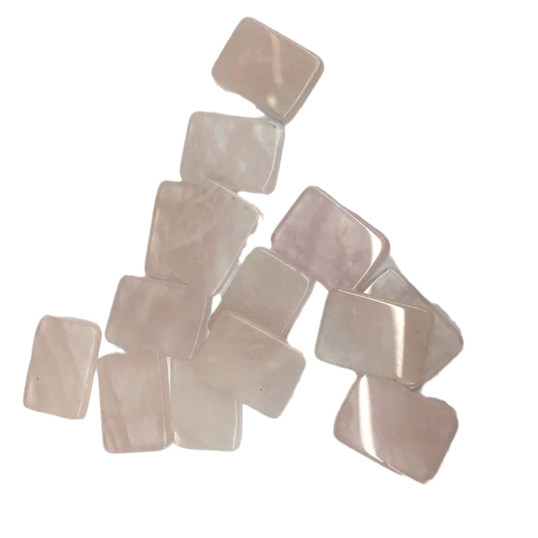 Factory direct sales of hot-selling European and American fashionable rectangular rose quartz double flat ring face semi-precious stone jewelry accessories wholesale Item Picture