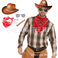 节日派对装扮用品西部牛仔治安警长六角形定型帽雪茄墨镜变形性虫腰果方巾套装图