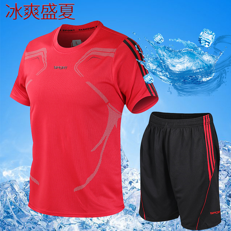 Summer Sportswear Set Men's Fitness Short Sleeve T-Shirt Men's Quick Dry Running Loose Casual Custom Printed Logo