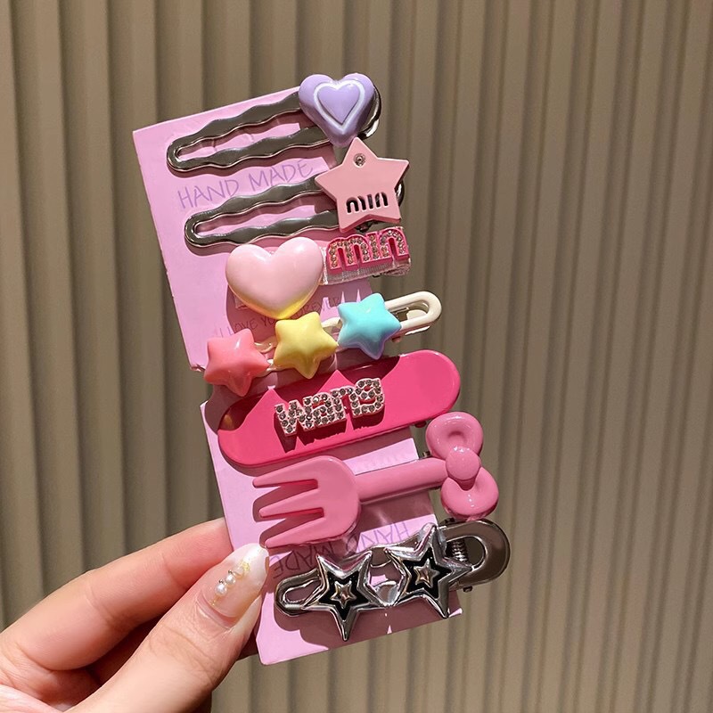 2023新款y2k星星发夹女侧边刘海夹甜酷多巴胺一字夹子 小发卡头饰详情9