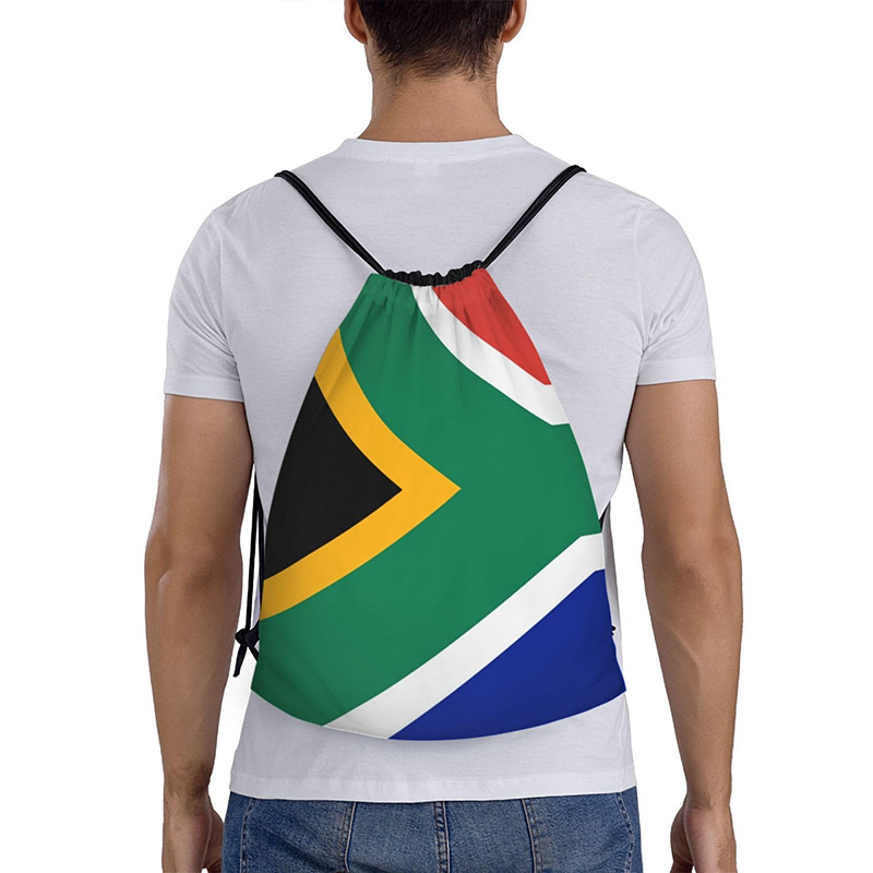 Transboundary South African flag football team training shoes bag storage drawstring drawstring shoulder bag, fan supplies backpack details Picture