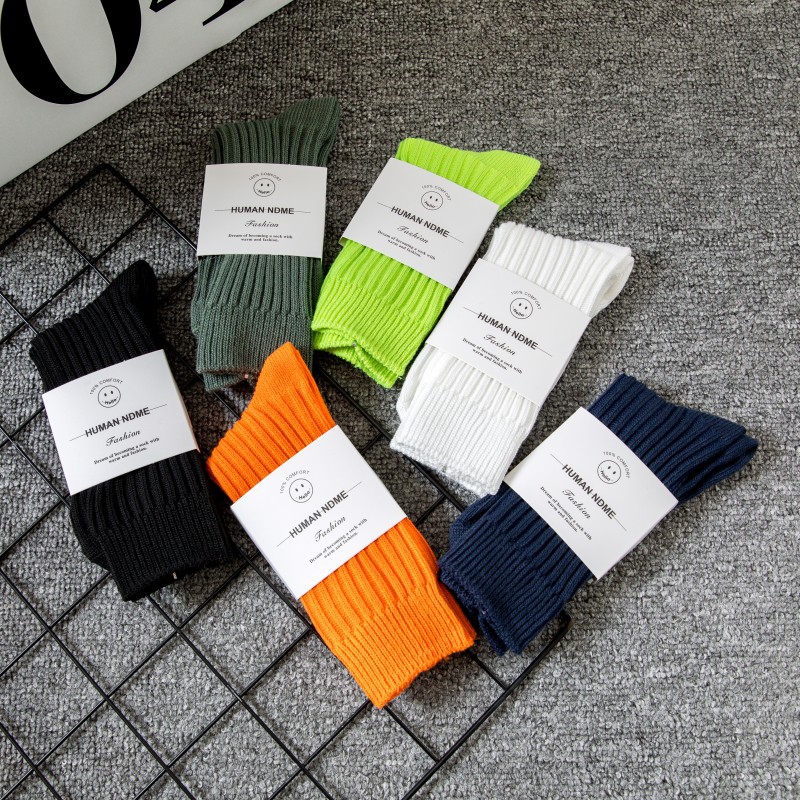 One-piece delivery service for Japanese thick-thread long men's socks, retro socks, the same style as Uncle Liu's fluorescent green thick-thread trendy socks for men and women, autumn pile pile socks Application Scenario