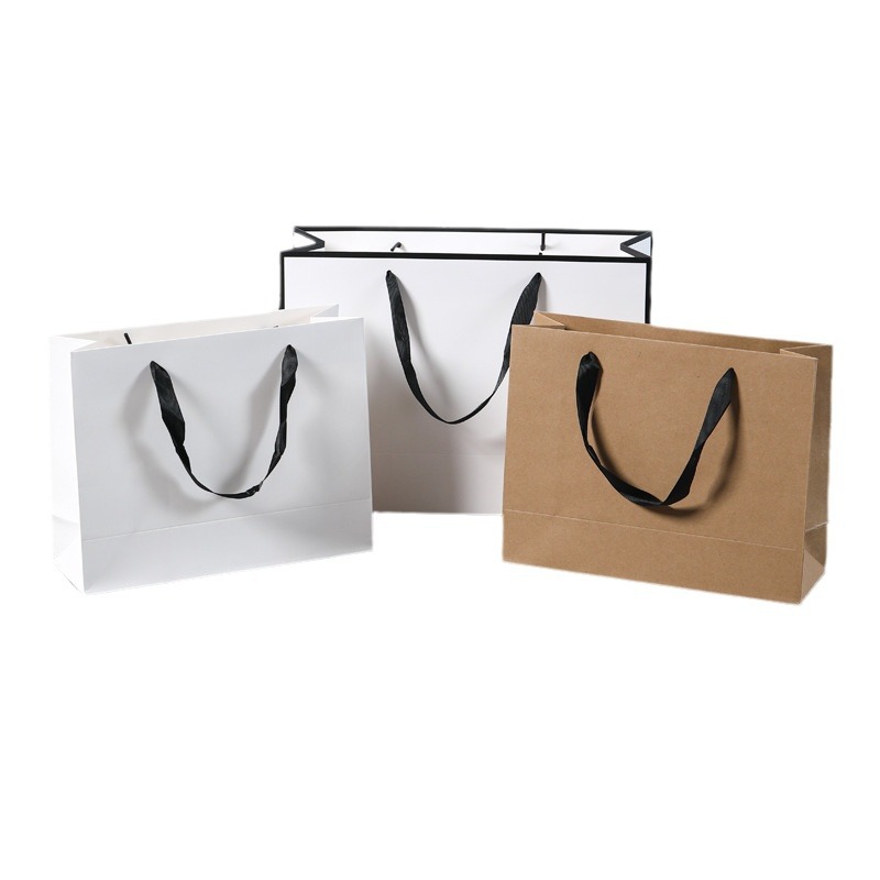 White card paper handbags, clothing packaging bags, shopping gift bags, thickened high-end women's clothing paper bags, printed logo wholesale Item Picture
