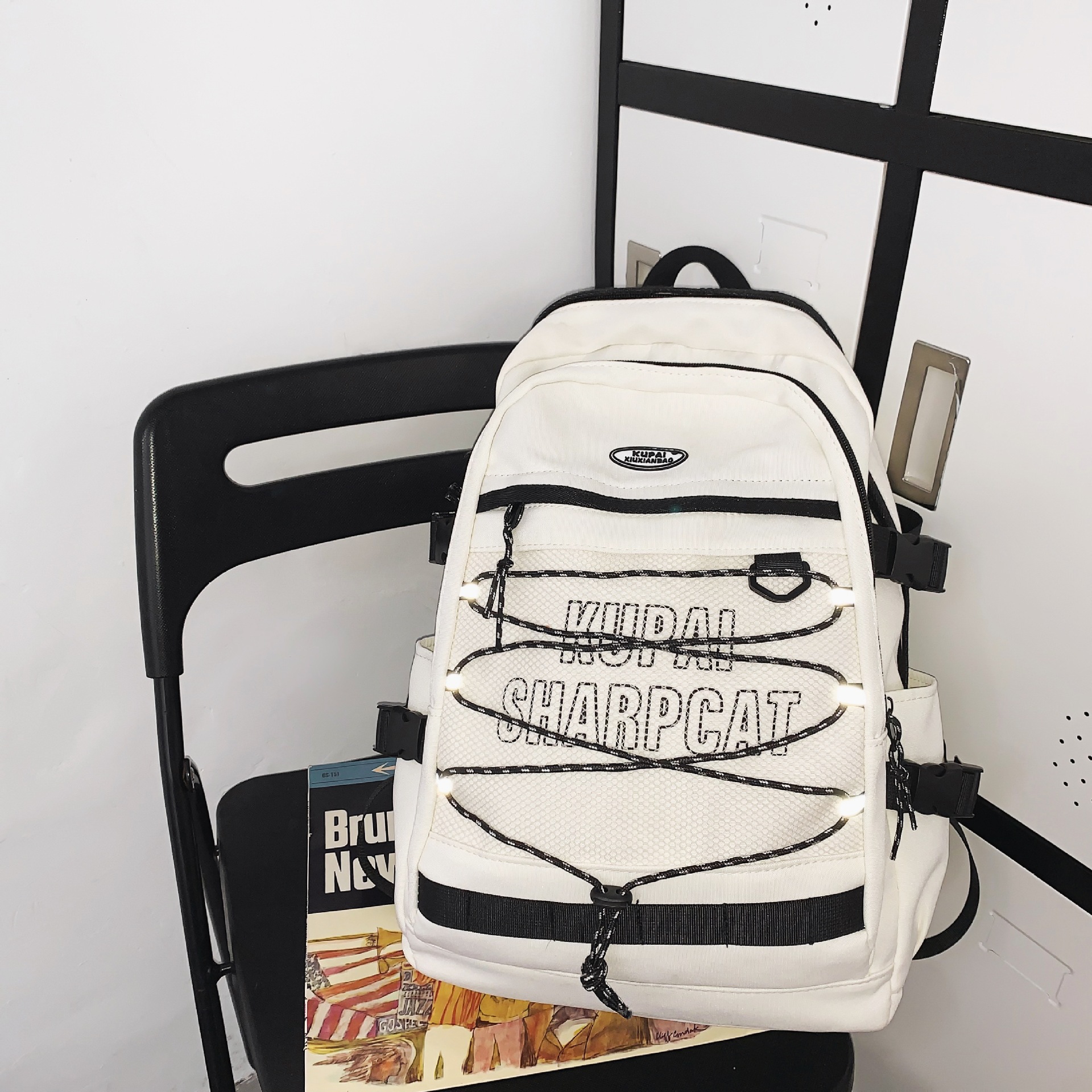2023 Spring And Summer New Backpack Fashion Trend Simple Solid Color Large Capacity Student Tide Cool Leisure Backpack Specification drawing