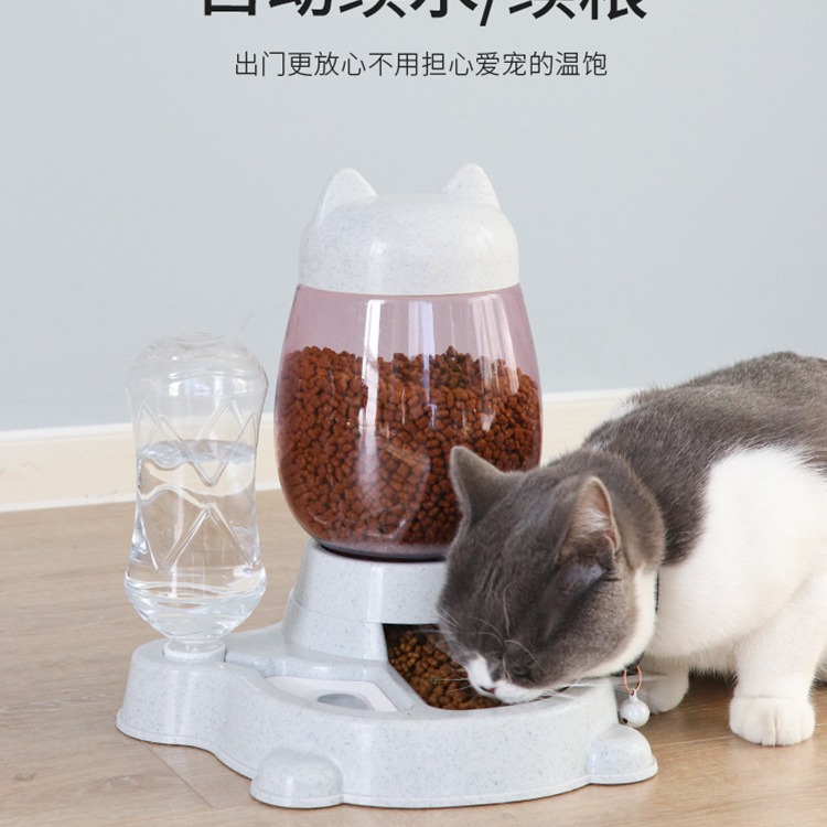 Pet bowl, cat feeder, dog bowl, automatic water feeder, moisture-proof mouth, anti-tipping cat bowl, two-in-one pet food set details Picture