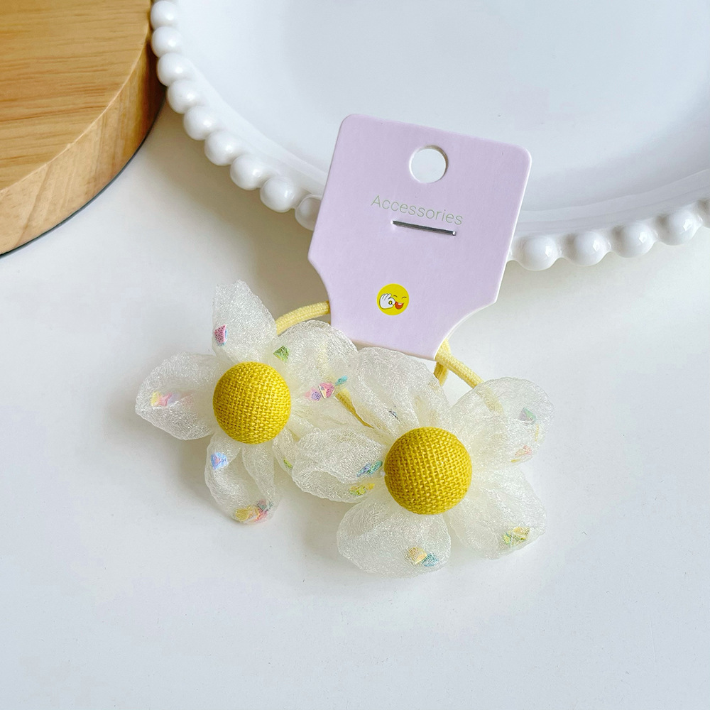 Cute Netting Children's Hair Tie Harmless Hair Tie Flower Leather Band Ponytail Holster Hair Tie Headpiece Hair Accessory Application Scenario