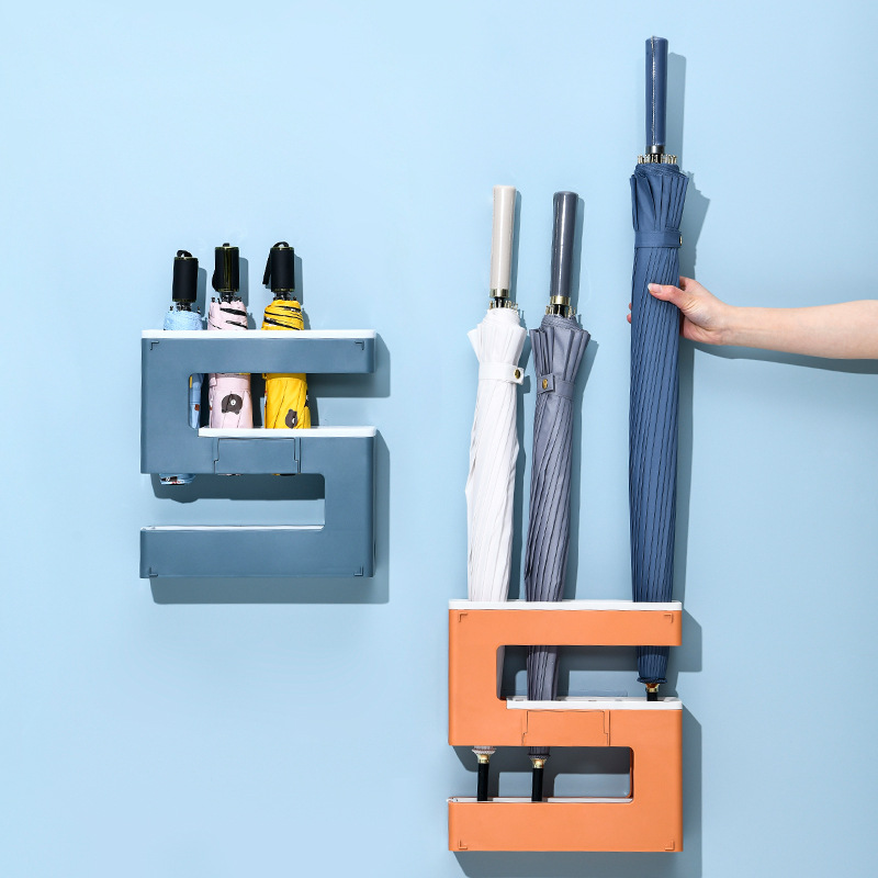 Manufacturers Wholesale S-Type Umbrella Shelving Household Commercial Wall-Hanging Free Punching Umbrella Shelving A Piece Application Scenario