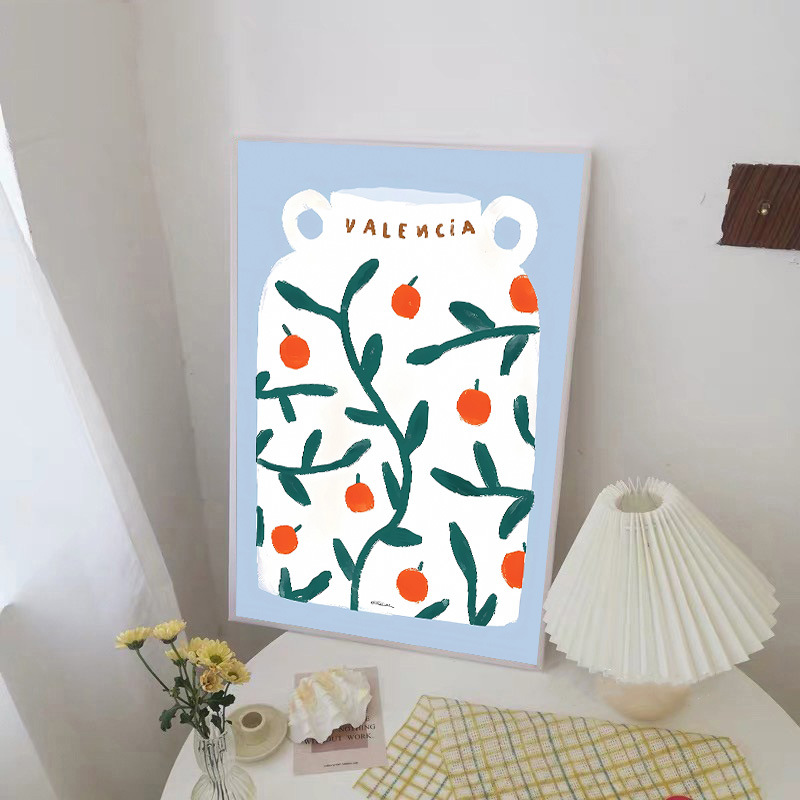 Nordic minimalist Danish apple English abstract children's room and living room wall art decoration canvas core hanging painting details Picture