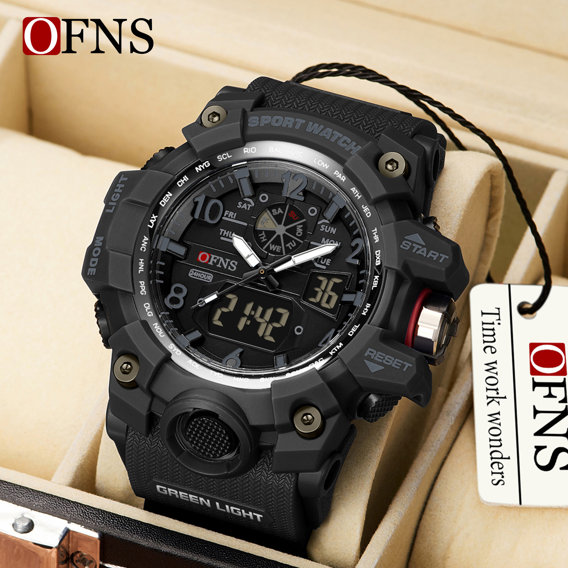 Oufani Time Hot Outdoor Sports Watch Waterproof Timekeeping Student Alarm Clock Watch Korean Version Fashion Men's Electronic Watch Specification drawing