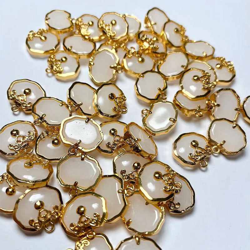 Diy Jewelry Accessories Alloy Gold Inset Jade Accessories Pendant Necklace Anklet Bracelet Accessories Pendant Manufacturers Wholesale Specification drawing