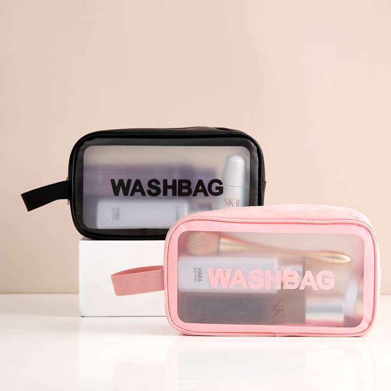 Pu Waterproof Makeup Bag Portable Large Capacity Clear Toiletry Bag Travel Scrub Makeup Storage Bag Swim Bag details Picture