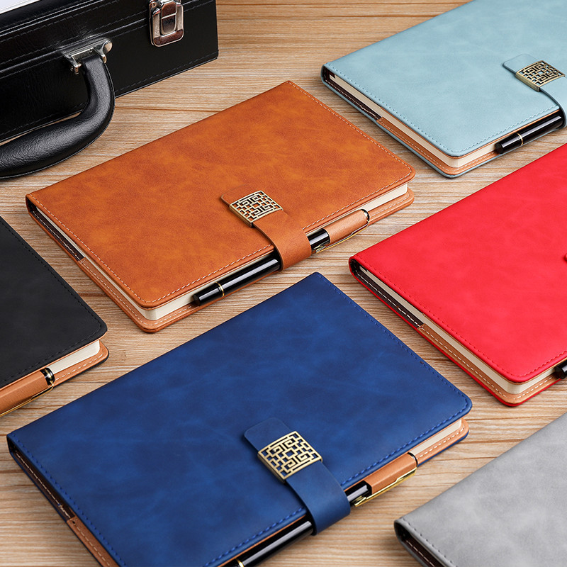 Window Cut Buckle A5 Sheepbark Notebook Buckle Business Diary Gift Box Set Notepad Logo In Stock details Picture