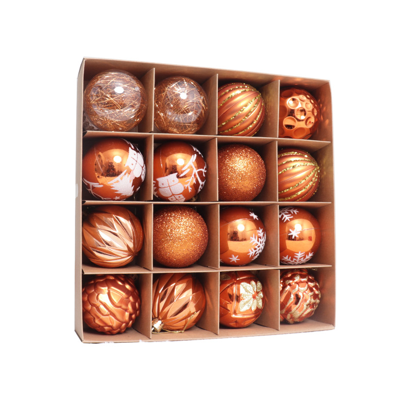 Cross-Border Christmas Decoration Ball 6Cm/16Pcs Electroplated Plastic Painted Special Christmas Ball Set Christmas Tree Pendant Specification drawing