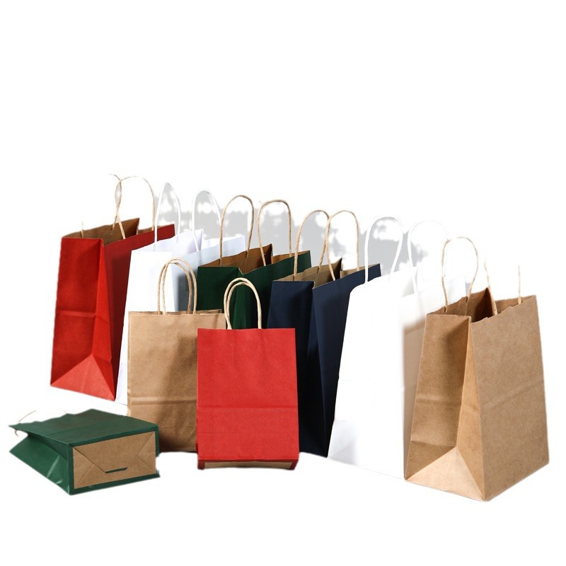Kraft paper bags, packing bags, clothing store hand bags, food, bread, baking, gift bags, wholesale, customizable logos Item Picture