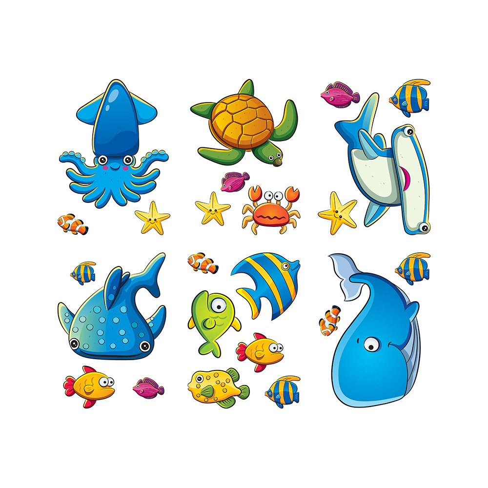 Shangyi Sp-B004 Cartoon Sea Animal Bathroom Wall Stickers Self-Adhesive Waterproof Non-Slip Bathtub Decorative Wholesale Stickers Item Picture