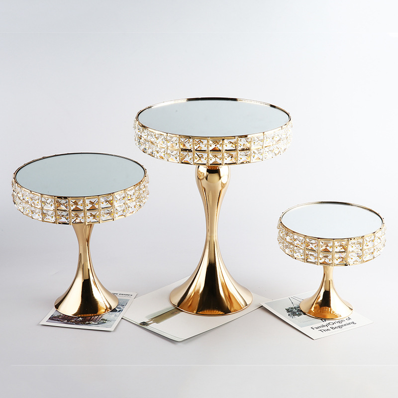 Amazon European Square Bead Crystal Tray Cake Dessert Tray Wedding High Cake Stand Home Mirror Decoration full figure
