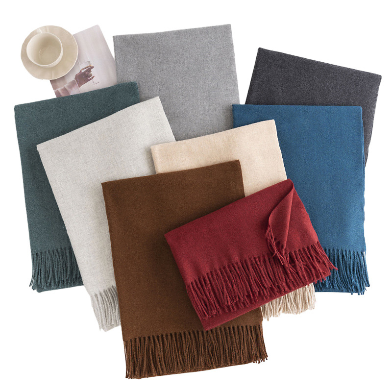 New Solid Color Maillard Autumn And Winter Scarf Japan And South Korea All Imitation Cashmere Scarf Women's Advanced Sense Of Warm Bib Shawl Item Picture