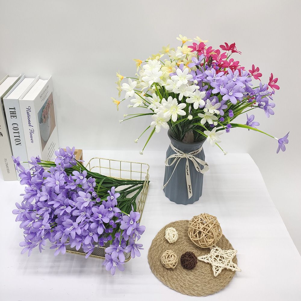 Amazon Artificial Flower 7 Fork Artificial Orchid Artificial Violet Outdoor Decoration Fake Flower Wholesale Specification drawing