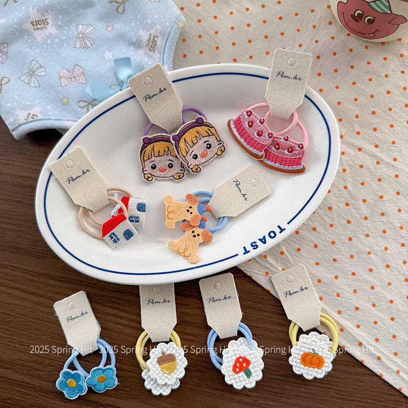 A new Korean-style children's fabric sweet girl flower hair rope for girls and babies, a versatile high-elasticity ponytail rubber band