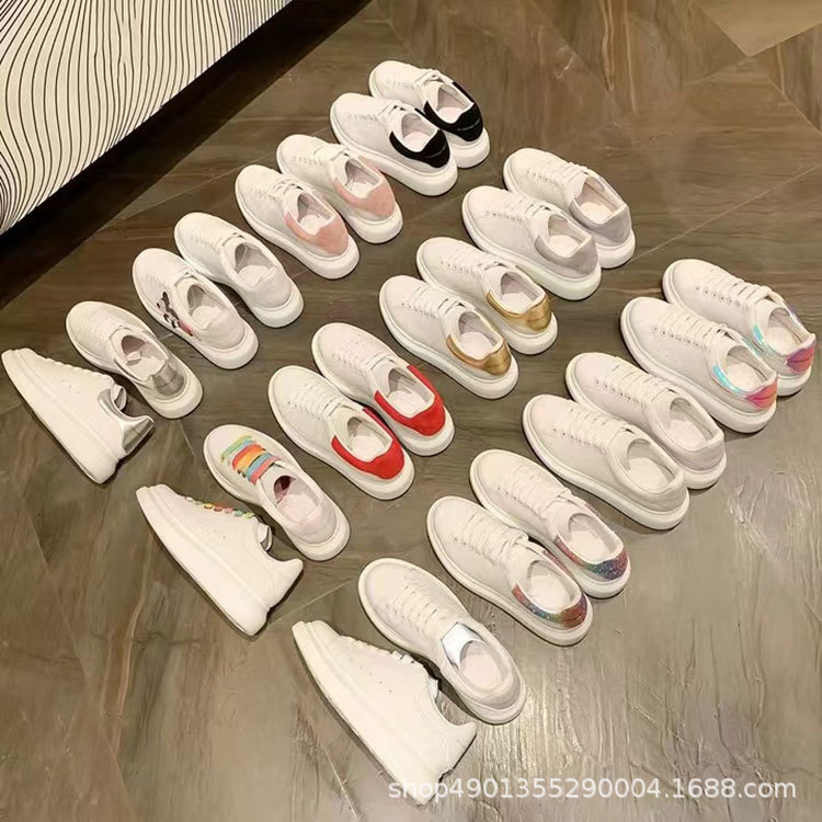 High Quality Mcqueen Little White Shoes 2022 New All-Match Women's Shoes Summer Thick Sole Inside Increase Mcqueen Board Shoes Women Spring And Autumn details Picture