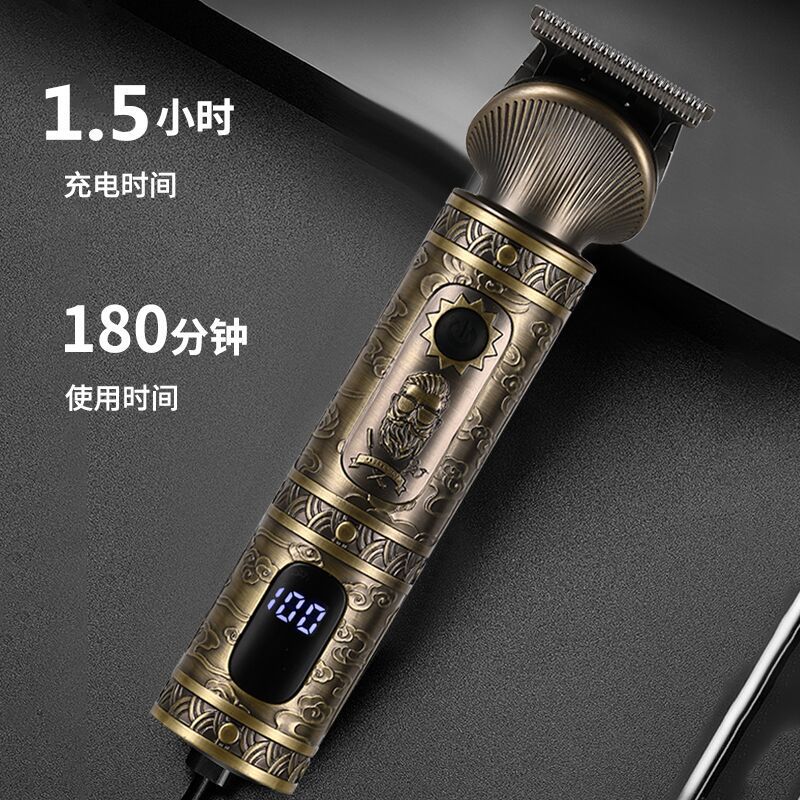 Hatteker Cross-Border New Electric Professional Hair Clipper Carving Scissors Multi-Functional Electric Fader Bald Head Oil Head Electric Clipper Razor Wholesale Hair Clippers Specification drawing