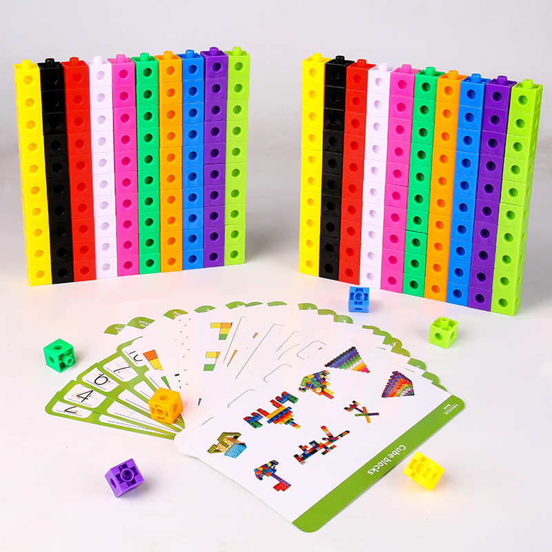 Kindergarten children puzzle-mosaic toys cube block particle building blocks cube Montessori math teaching AIDS