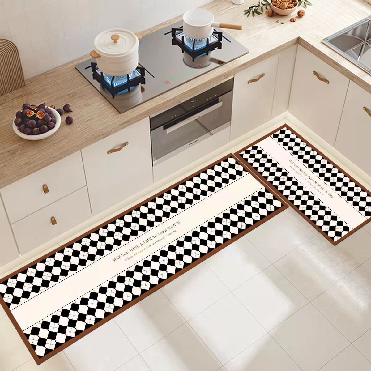 Summer leather floor mat waterproof and oil resistant scrubbing door floor mat ins oil absorbent kitchen floor mat thumbnail